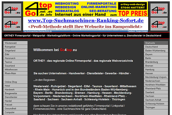 Go4top.de - ORTHEY Firmenportal - Unternehmensportal - Firmenverzeichnis - Branchenportal - Webverzeichnis - Webkatalog für Unternehmen u. Gewerbe in Hattert / Westerwald WW